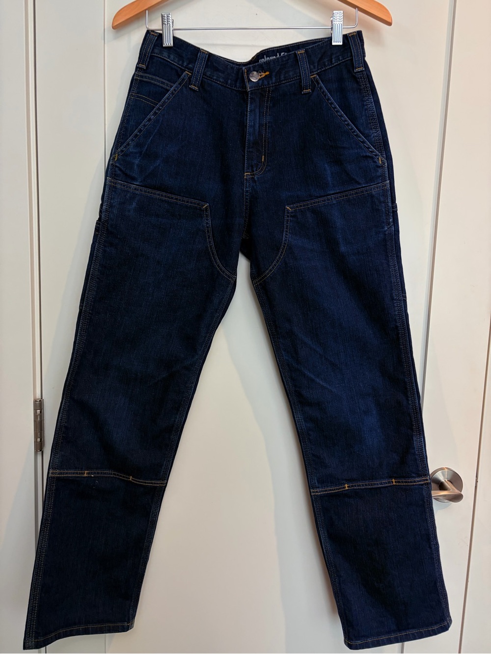 Carhartt Rugged Flex Double Front Denim Dungaree Relaxed Fit Utility Work Jeans